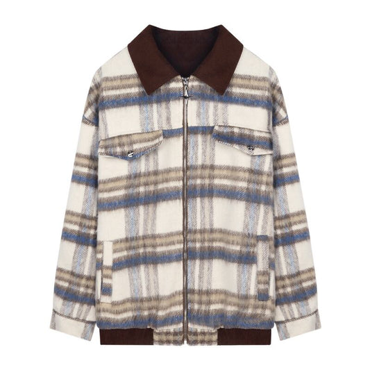 [Yuyiyeon Spicy Series] ★Outerwear★ Plaid Jacket Switching Casual Retro Easy to Match