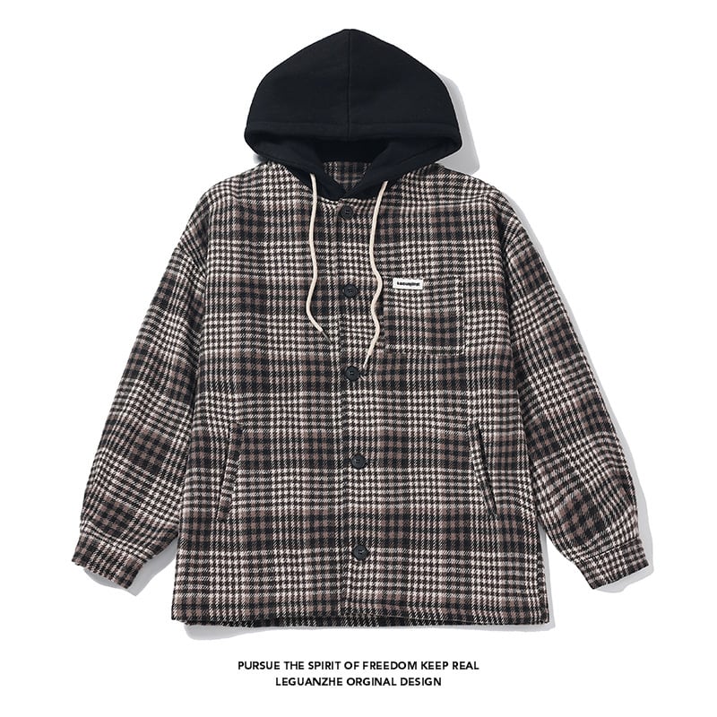 [BIGEMAN Series]★Jacket★ Outerwear 2color Unisex Men's Large Size Hooded Plaid Pattern