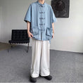 Load image into Gallery viewer, [YISHUO Series]★Chinese style shirt★ 2color Unisex Men's Large Size Denim Shirt Chinese Clothes Blue
