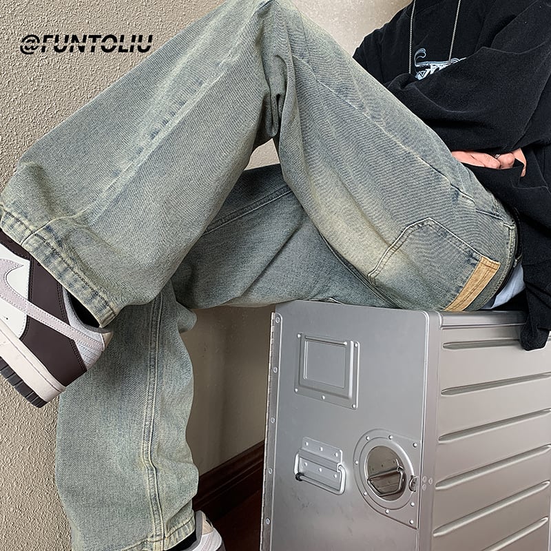 [V37 Series]★Denim Pants★ 2color Bottoms Unisex Men's Trousers Spring/Summer Easy to Match Fashion