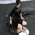 Load image into Gallery viewer, [Daiseiryusu Series] ★China-style dress★ Improved cheongsam dress, velvet, switching slit, black
