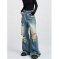 Load image into Gallery viewer, [EDX Series]★Denim Pants★ 2color Bottoms Unisex Men's Black Blue Distressed Easy to Match
