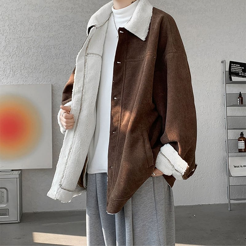 [Emeisa Series] ★Fleece-lined outerwear★ 4color outerwear winter coat unisex men's large size corduroy