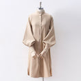 Load image into Gallery viewer, [Hangu Musume Series]★Shirt dress★3color stand neck blue light brown white blue white
