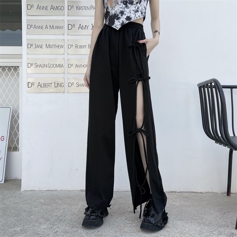 [Miyakoya Series]★Casual Pants★ Trousers Bottoms Cool Summer Fashion Black Black Sexy