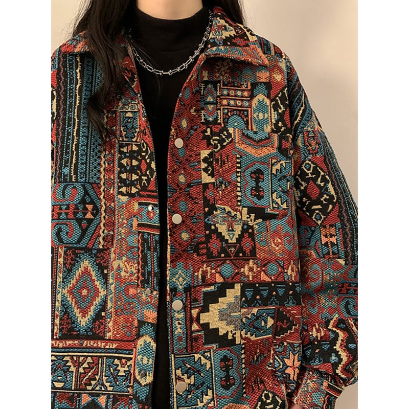 [CHAOMEICHEN Series] ★Jacket★ Ethnic style long sleeve outerwear Unisex Men's Large size