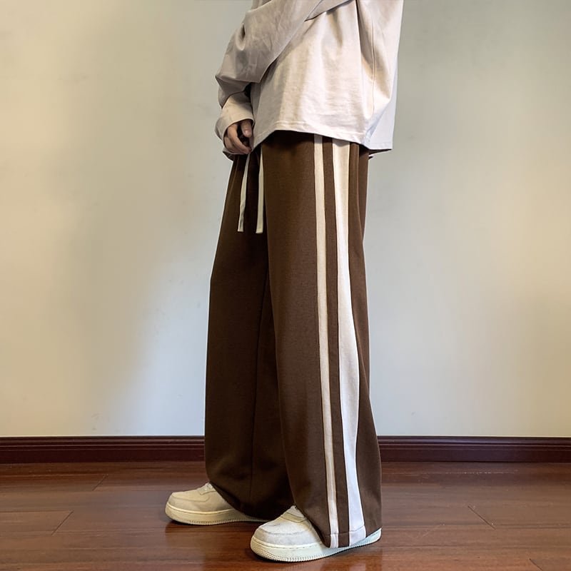 [SENSU Series]★Casual Pants★ 3color Bottoms Pants Unisex Men's Vertical Striped Striped Pattern Black Beige Coffee Color