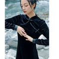 Load image into Gallery viewer, [Da Qinglong Shu Series] ★China style dress★ Velvet switching improved cheongsam dress slimming original
