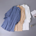 Load image into Gallery viewer, [Hangu Musume Series]★Shirt dress★3color stand neck blue light brown white blue white
