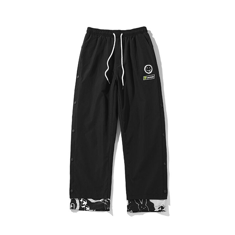 [XLQS Series]★Pants★ 2color Black or White Faux Layered Unisex Large Size Black White