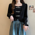 Load image into Gallery viewer, [DINGNING Series]★China style tops★ 2color long sleeve large size black red short length
