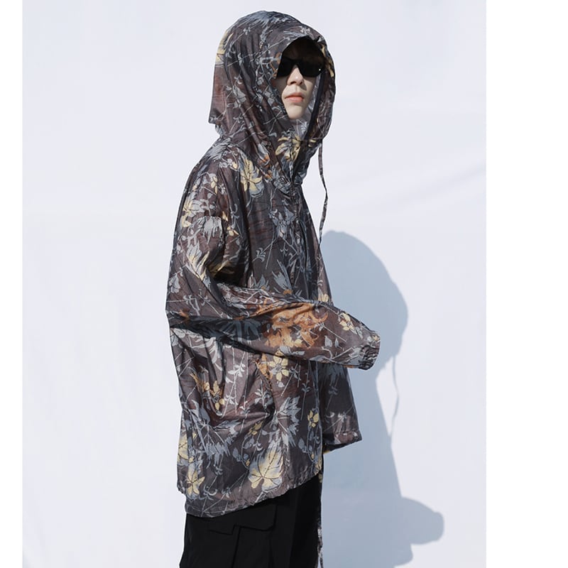 [SIN87 Series] ★UV protection★ UPF50+ Floral pattern Sun protection Cooling protection Thin outerwear Loose Fashion Unisex Men's