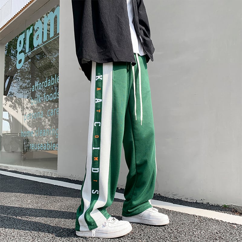 [Ushiomiomi series] ★Casual pants★ 3color pants bottoms sports style color scheme green black white