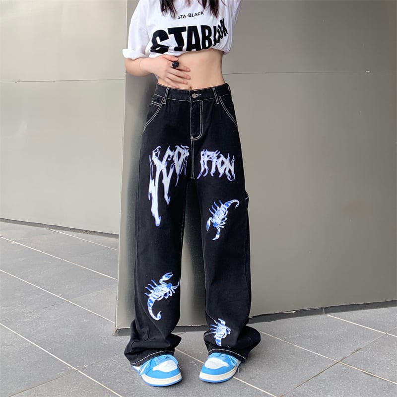 [Style Series]★Denim Pants★ Bottoms Unisex Men's Slimming Fashion Stylish Black Black