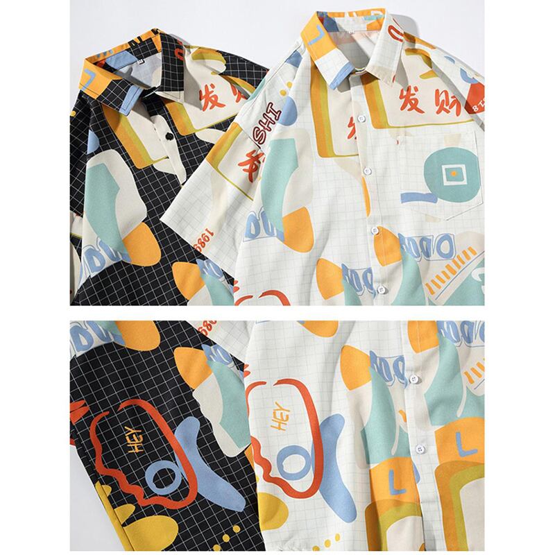 [MUCHUANLANG Series]★Shirt★ Tops 2color Unisex Men's Large Size Unique Travel Beach