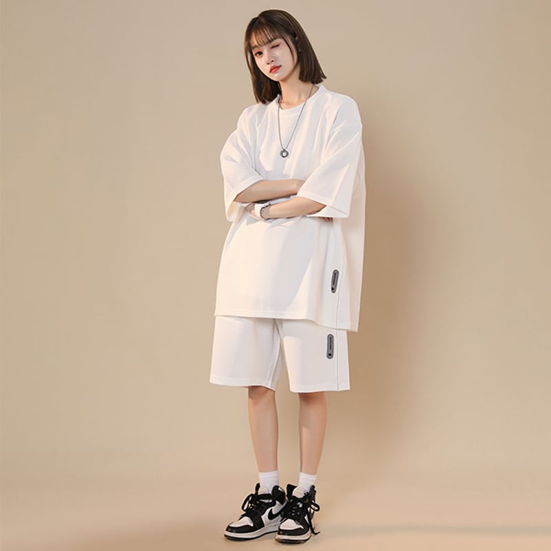 【LIEQUシリーズ】★セットアップ★ Tシャツ+短パン 3color 男女兼用 メンズ カジュアル 夏服 スポーツ風