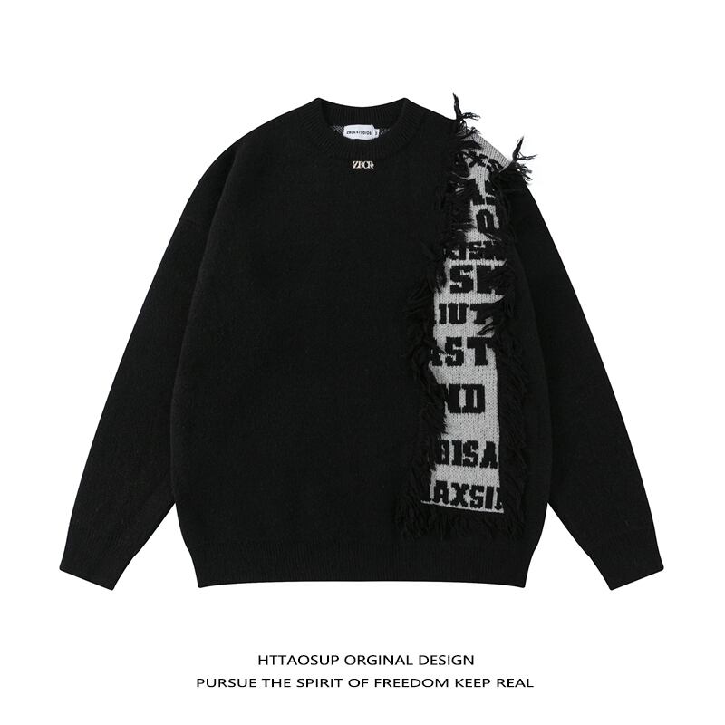 [HTTAOSUP Series]★Sweater★ 2color Tops Unisex Men's Switching Alphabet