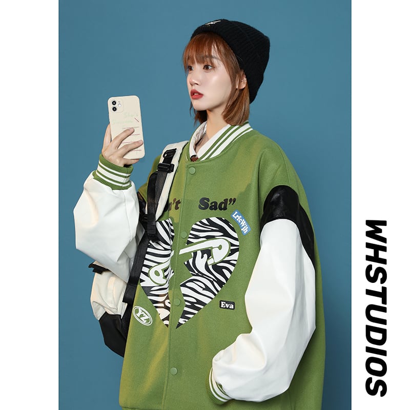 [SHUILIANSHI series] ★Jacket★ 3color outerwear stadium jacket unisex men's hat cute color scheme