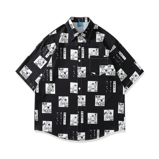 [JINKESEN Series]★Shirt★ 2color Tops Print Short Sleeve Shirt Unisex Men's Summer Print