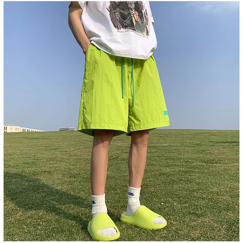 [BIGEMAN Series] ★Shorts★ 5color Bottoms Short Length Pants Unisex Men's Large Size Black Green Yellow Pink Purple