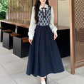 Load image into Gallery viewer, [Dong Xiaojie Series] ★Dress★ Long length, large size, fake layered, diamond shape, switching
