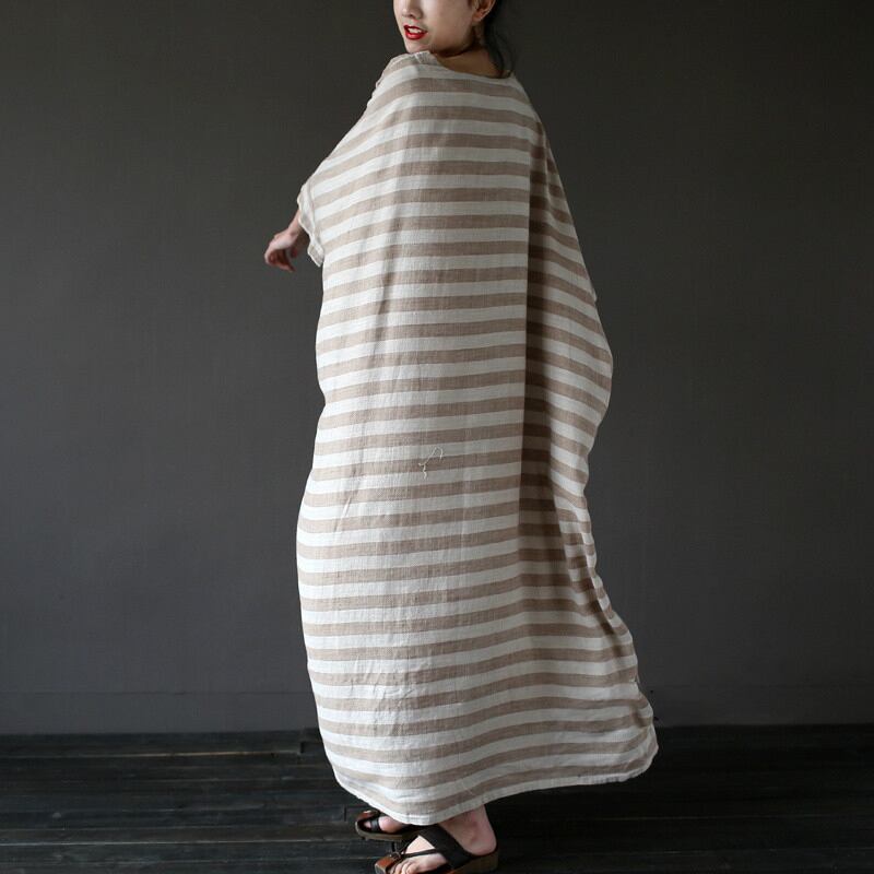 [LIANSHANG series] ★China style dress★ 3color loose body cover horizontal stripes striped pattern literary style