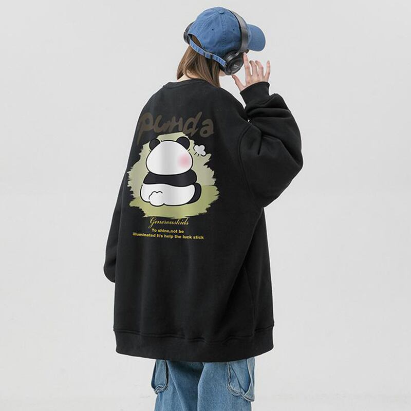 [Fujiiman Series] ★Tops★ 2color Sweatshirt Sweatshirt Unisex Men's Panda Black White