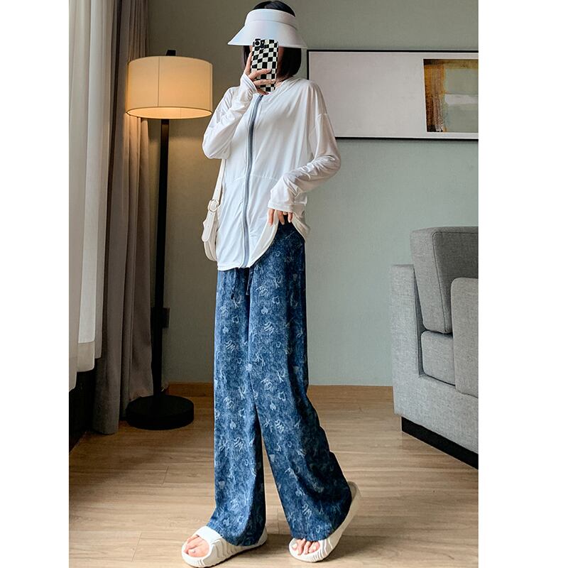 [FENGLIN Series] ★Casual Pants★ Bottoms Trousers Cool Blue Blue Slimming Unique Easy to match