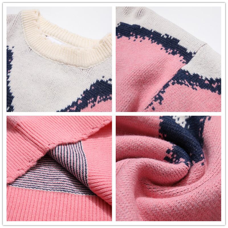 [OV EuroV Series] ★Sweater★ 2color Tops Unisex Men's Color Scheme Red Pink Unique Fashion