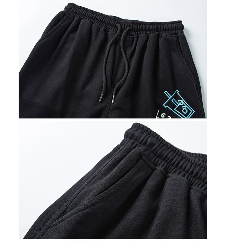 [BIGEMAN Series] ★Casual Pants★ 2color Quarter-length Bottoms Pants Unisex Men's Large Size Cartoon Black Gray