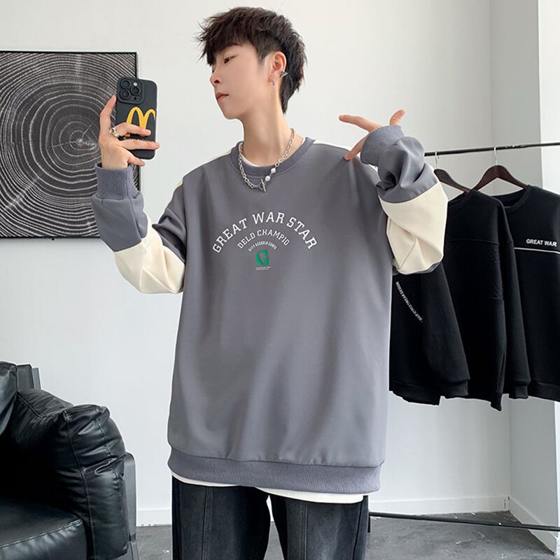 [DFBL Series] ★Tops★ 4color long sleeve tops unisex men's color scheme black gray beige pink