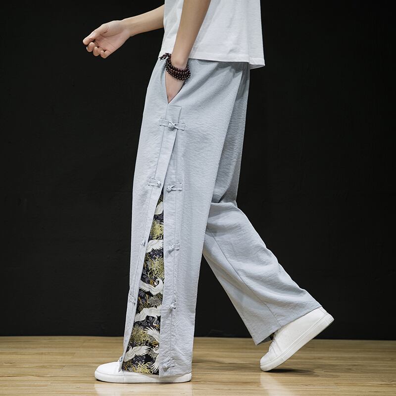 [JINTANG Series]★China style pants★ 2color bottoms pants unisex men's large size crane