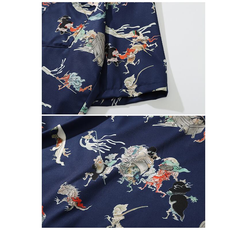 [Rich Original Series]★Shirt★ 3color Floral Shirt Tops Short Sleeve Shirt Unisex Men's Black Navy White