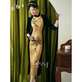 Load image into Gallery viewer, [MISS.F Series]★Cheongsam dress★ Switching velvet Temperament enhancement Color scheme Chinese style dress
