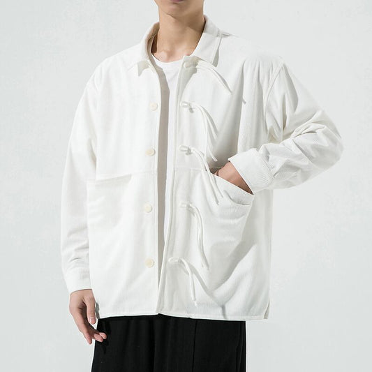 [Small trouble series] ★China style shirt★ 2color tops unisex men's large size black white casual