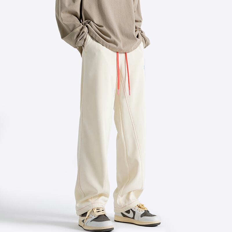 [BIGEMAN Series]★Casual Pants★ 2color Bottoms Pants Men's Large Size Alphabet Beige Black