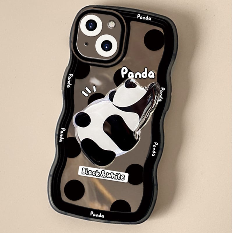 [Nami Series]★Mobile Case★ Panda iPhone 13 12 11 iPhoneX XS XR iPhone 7/8 Animal Cute Black Black