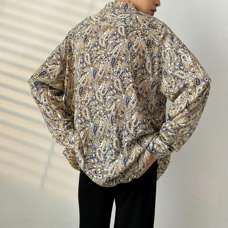 [AIMAKOU Series] ★Floral Pattern Shirt★ Tops Print Long Sleeve Shirt Retro Thin ML XL 2XL 3XL