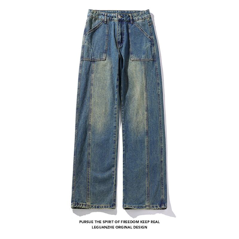 [BIGEMAN Series]★Denim Pants★ Bottoms Pants Men's Large Size Fashion Blue Blue