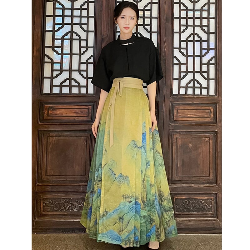 [BAIRIMENG Series]★China style skirt★Bottoms, Maki skirt, landscape pattern, Chinese elements, Chinese clothes, easy to match