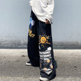 Load image into Gallery viewer, [ulzzang series]★Pants★ Wide pants denim pants black men's sun balloon graffiti cool bright
