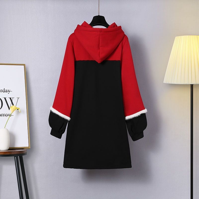 [Silk Series] ★Chinese style hoodie★ Fleece lining 2color hoodie dress Chinese clothing embroidery large size