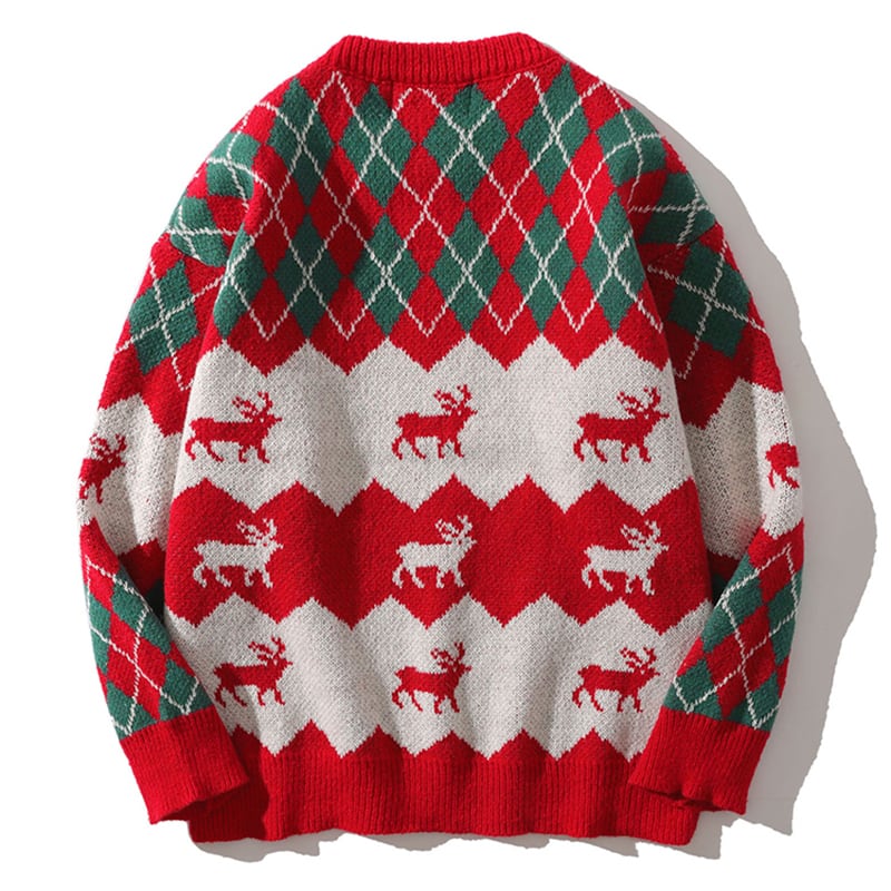 [TRAVEL ISSUANCE Series]★Sweater★ 2color Tops Christmas Unisex Men's Red Green Deer