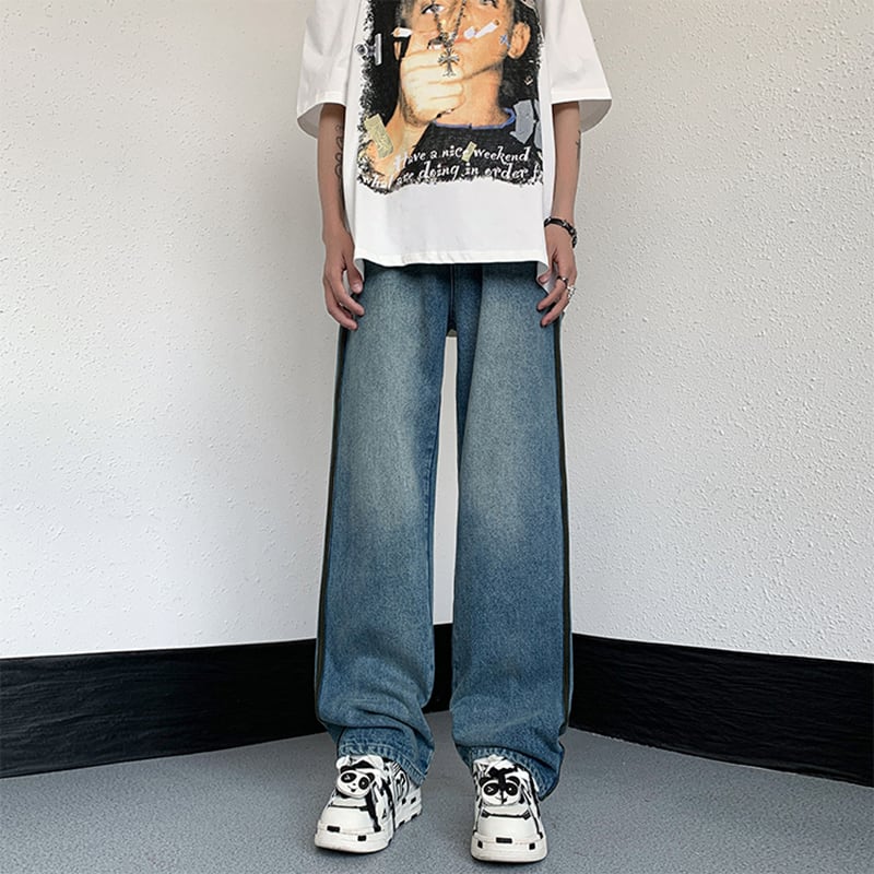 [V37 Series]★Denim pants★ 3color bottoms pants unisex men's blue black simple