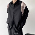 Load image into Gallery viewer, [Illustrated Series]★Shirt★Tops Unisex Men's Black Switchable Sleeves Removable Simple
