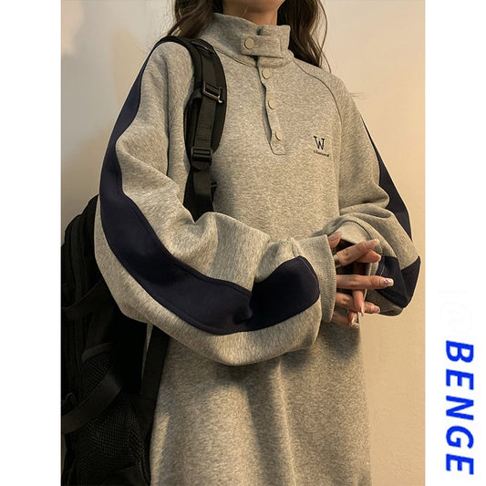 [BENGE Series] ★Tops★ 2color sweatshirt unisex men's color scheme gray navy