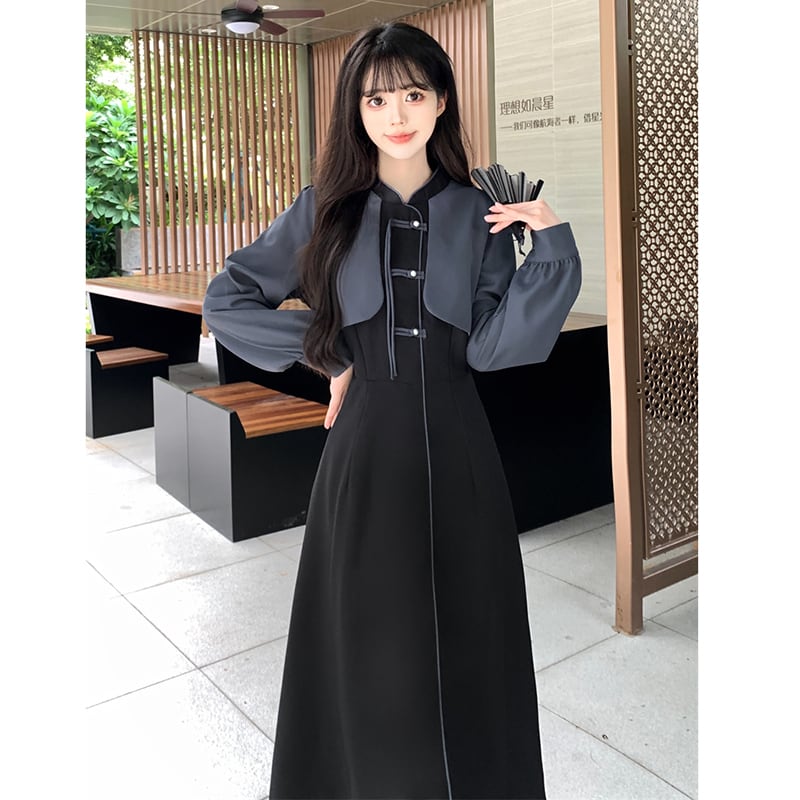 [Dong Xiaojie Series] ★China style dress★ Long length, large size, slimming, fake layered