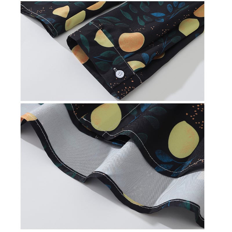 [TRAVEL ISSUANCE Series] ★Long Sleeve Shirt★ Floral Shirt Tops Print Black Blue Yellow Leaves ML XL 2XL Unisex Men's