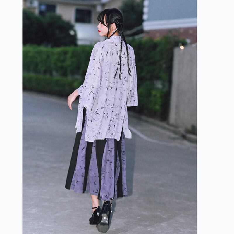 [Kokaisha --- Bamboo Series] ★China-style happi coat★ Thin outerwear Sun protection chiffon Original Purple