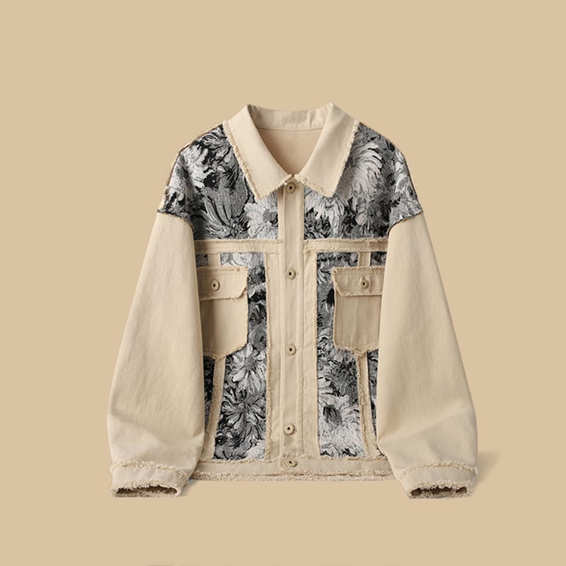 [Satoru Series] ★Jacket★ Outerwear Switchable Floral Pattern Unisex Men's Easy to Match Casual Unique